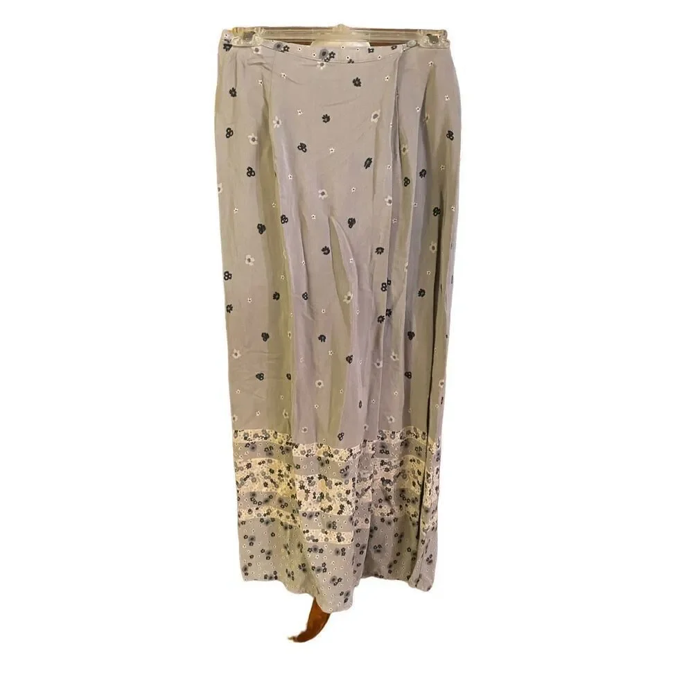 Jessica Holbrook Womens Maxi Skirt Floral Modest Light Gray Medium